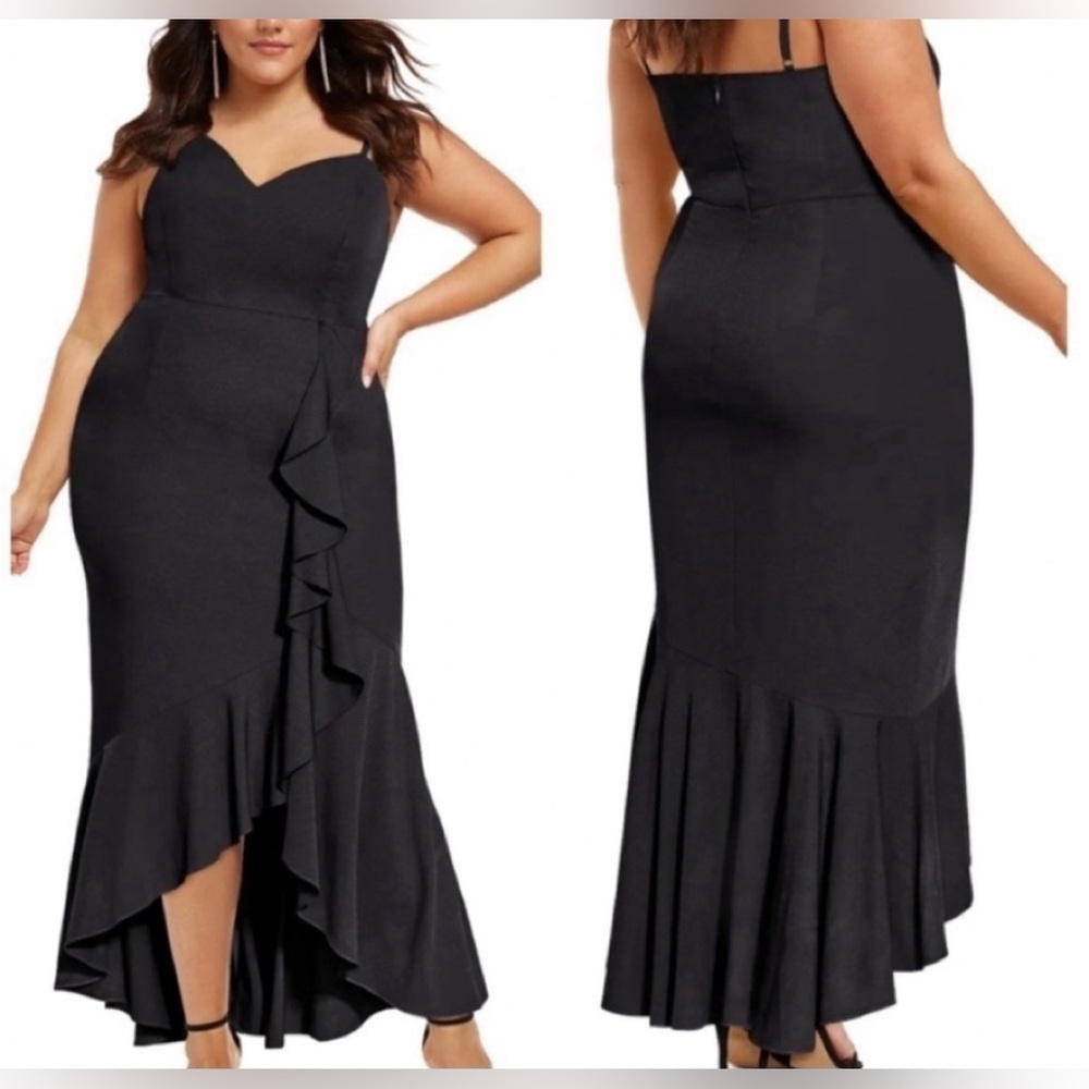 City Chic Dresses | City Chic Ruffle Delight Maxi Dress In Black S/16